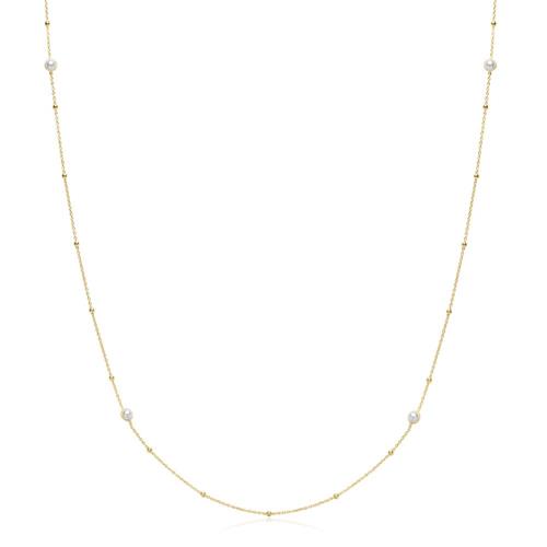 Cadena de plata 925 bañada en oro con perlas