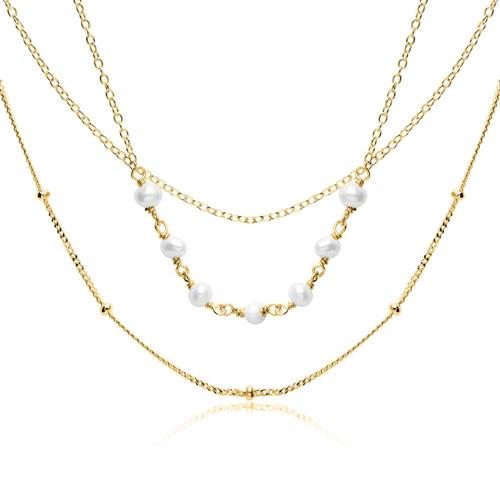 Halskette für Damen aus vergoldetem 925er Silber Perlen