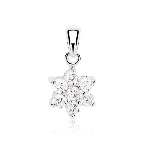 Beautiful sterling silver flower pendant with zirconia