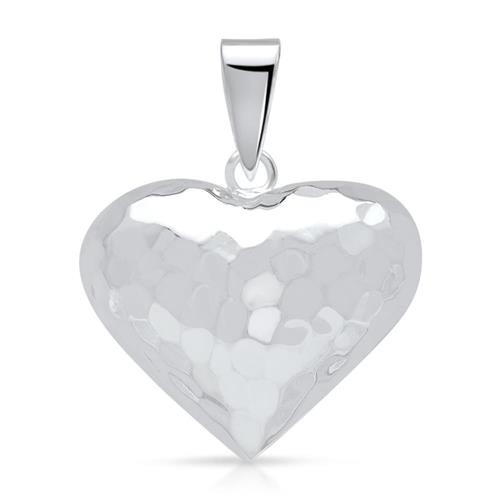 Hammered sterling silver heart pendant