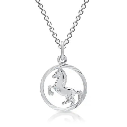 Silver pendant & necklace horse