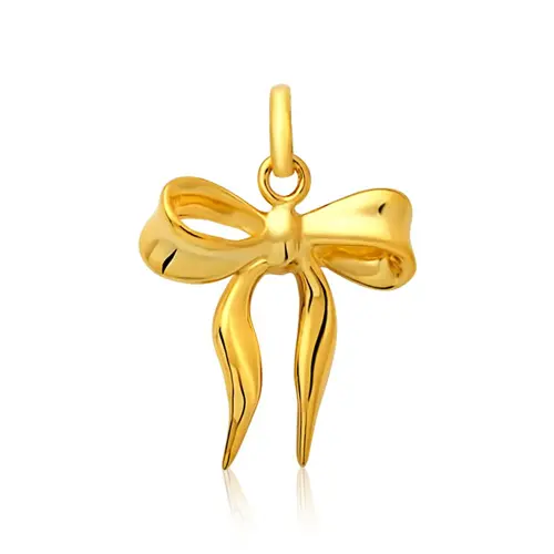 Contemporary sterling silver pendant bow gold plated