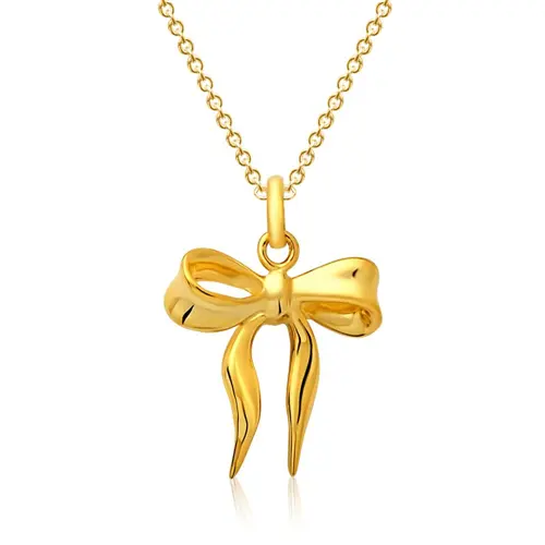 Sterling silver necklace with pendant bow gold plated