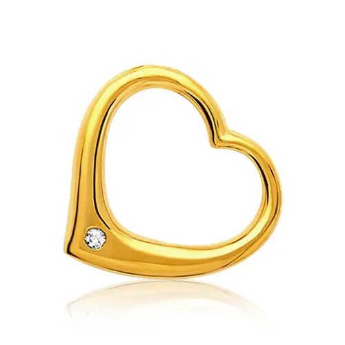 Modern silver heart pendant gold plated zirconia
