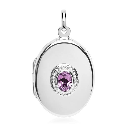 Silver necklace with locket amethyst