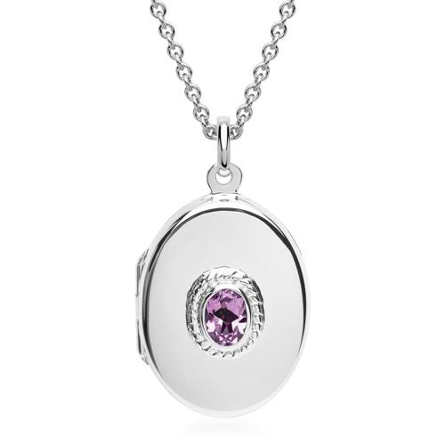 Silver necklace with locket amethyst