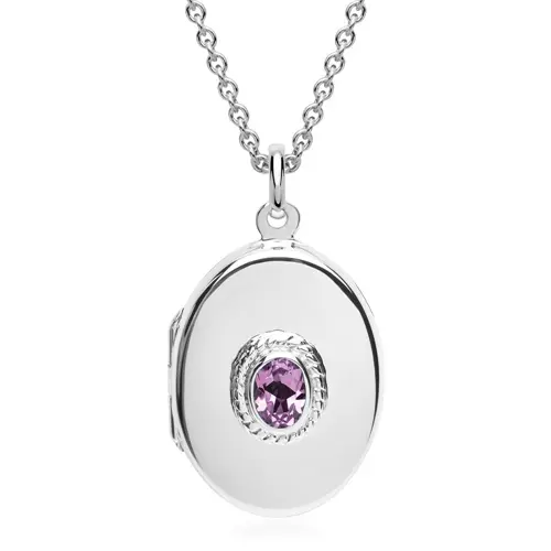 Silver necklace with locket amethyst