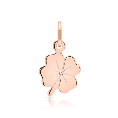 Zilveren ketting ros&#xE9;goud vergulde klavertjes hanger