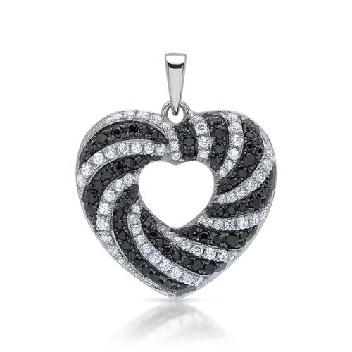 Heart-shaped silver pendant with zirconia set