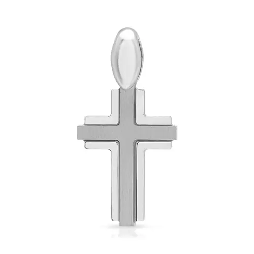 Partially polished sterling silver cross pendant