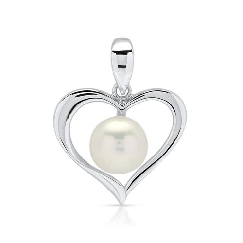 Sterling sterling silver pendant heart with pearl