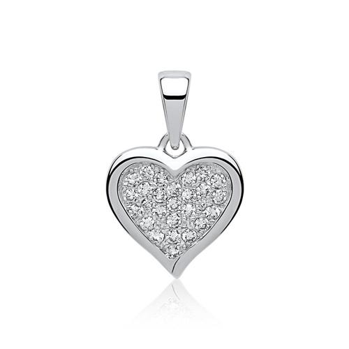 Cadena de circonitas con colgante de coraz&#xF3;n plata 925