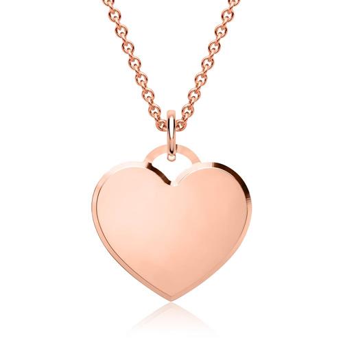 Silver heart shape pendant with chain in pink gold