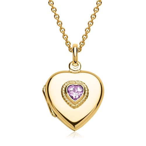 Necklace with heart locket stone trimming gravure option