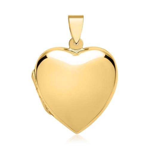 Medallón de corazón grande chapado en oro pulido