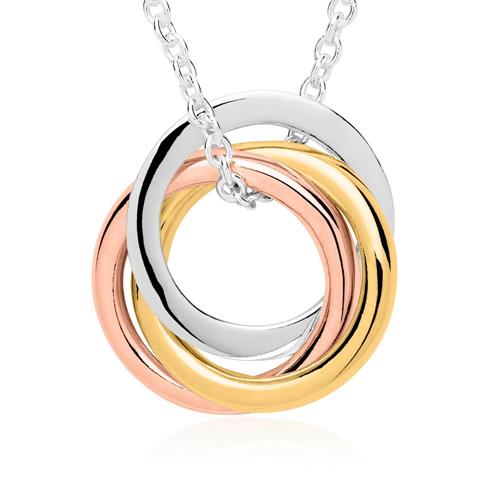 Pendant sterling silver glossy tricolor