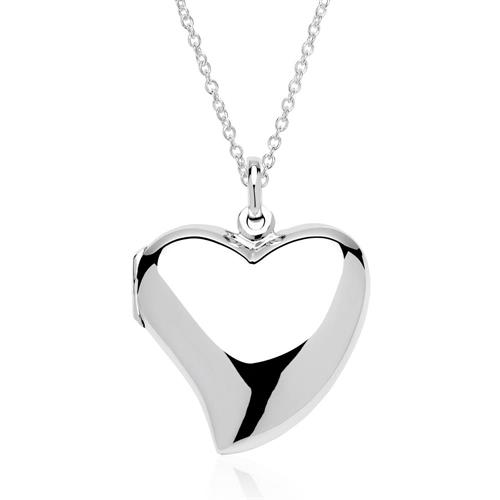 Locket heart engravable and chain sterling silver