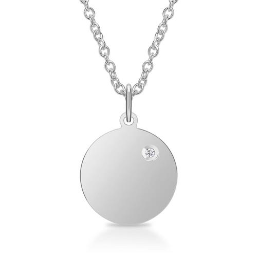 Necklace and id pendant sterling silver diamond