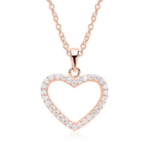 Necklace in heart design sterling silver pink