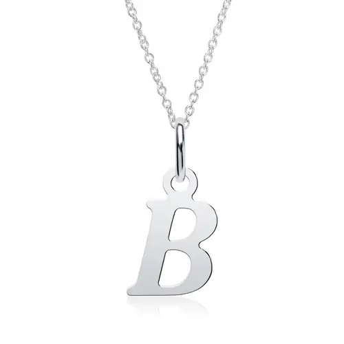 Ketting met letterhanger b in 925 zilver