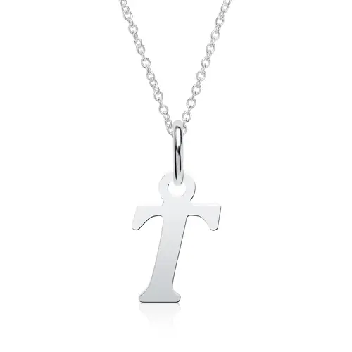 Sterling silver chain letter T