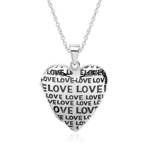 Sterling zilveren graveerbare love heart locket ketting