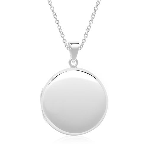 925 silver necklace with engravable locket round