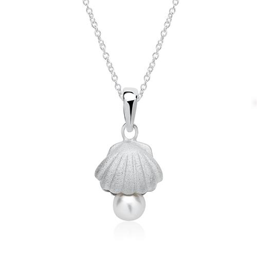 Sterling silver necklace shell with pearl