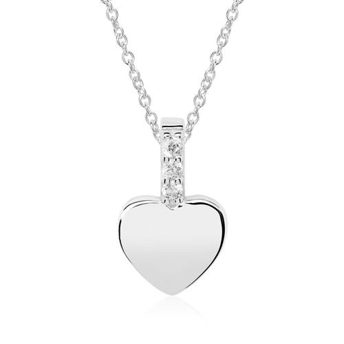 Cadena corazón de plata 925 con circonita grabable