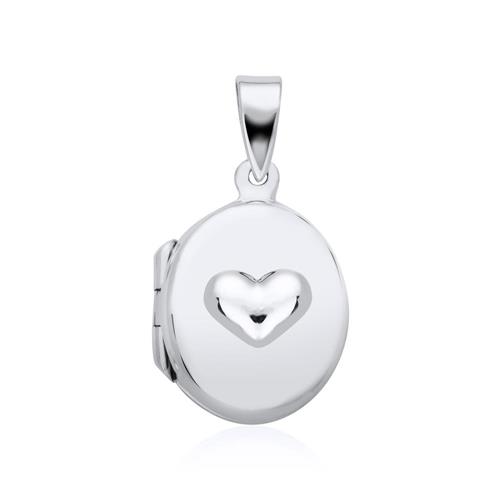 Ovales Medaillon Herz aus 925er Silber gravierbar