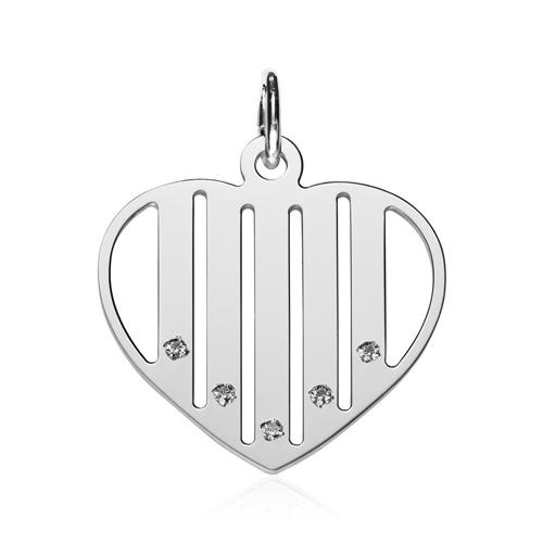 Sterling silver heart chain with zirconia