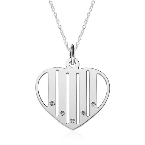 Sterling silver heart chain with zirconia