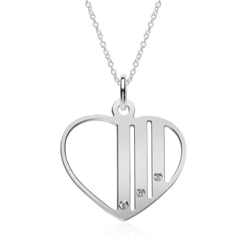 925 sterling zilveren hart ketting met Zirkonia, graveerbaar