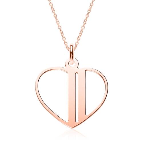 Rose gold plated 925 silver chain heart