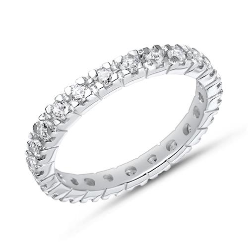 Contemporary silver ring with rhodium-plated zirconia