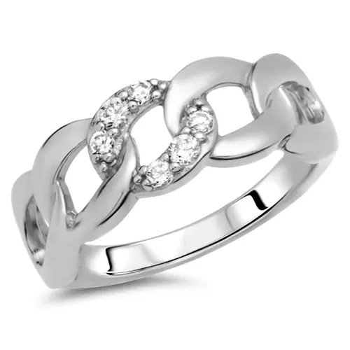 Twisted silver ring rhodium-plated zirconia