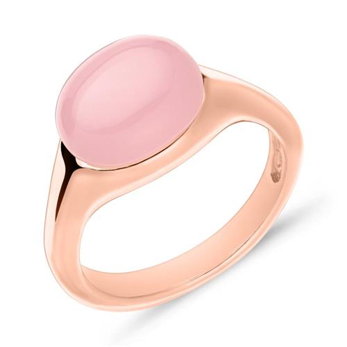 Rose gold plated silver ring with stone trim