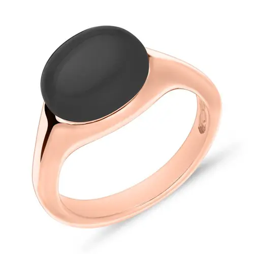 Rose gold plated sterling silver ring with onyx