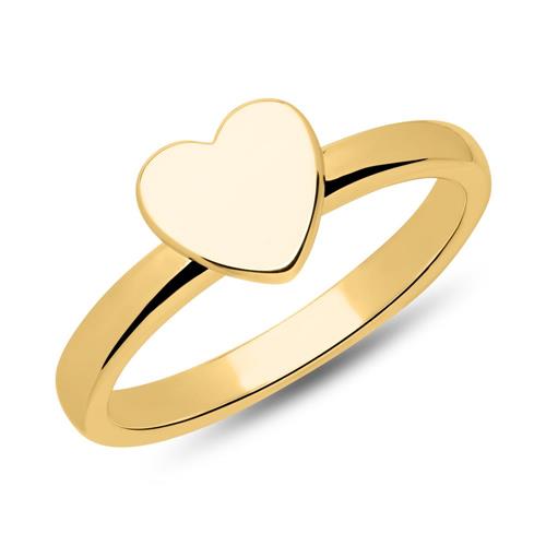 Sterling gold plated silver ring heart gravure option