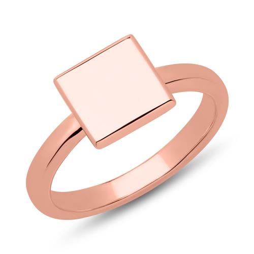 Ring square sterling silver rose gold engravable