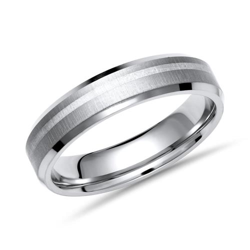 Ring titanium met inleg zilver 6mm mat