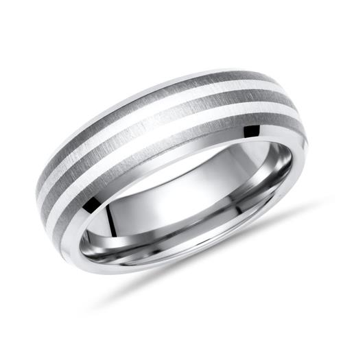 Ring Titan mit Einlage Silbern 6mm matt