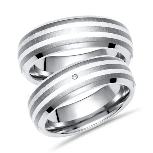 Wedding rings titan silver partner rings brilliant