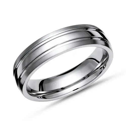Moderne gedeeltelijk gepolijste ring titanium 6mm breedte