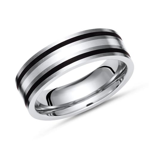 Exclusive ring titanium with inlay silver