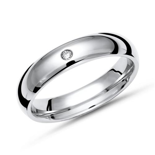 Shiny ring titanium 4mm wide with diamond