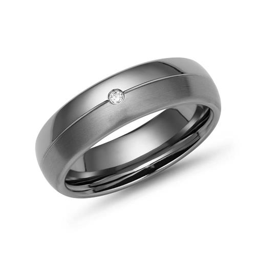 Exclusieve ring titanium in mat/glanzend + Diamant