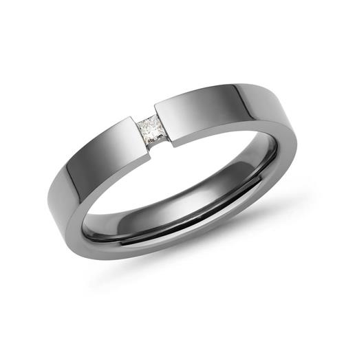 Clamping ring titanium glossy with diamond 0,05ct