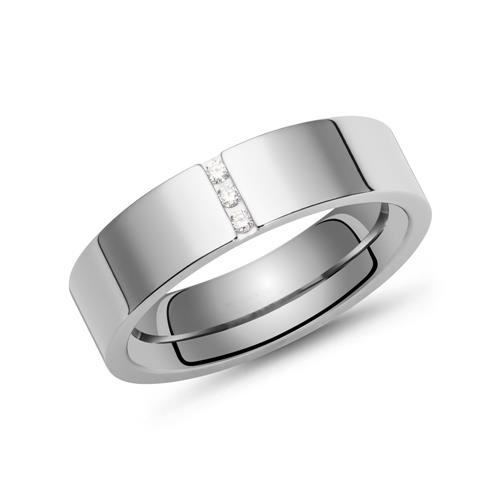 Elegante titanium ring met 3 Diamanten