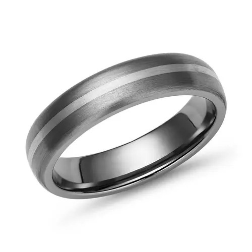 Matt titanium ring with sterling silver inlay